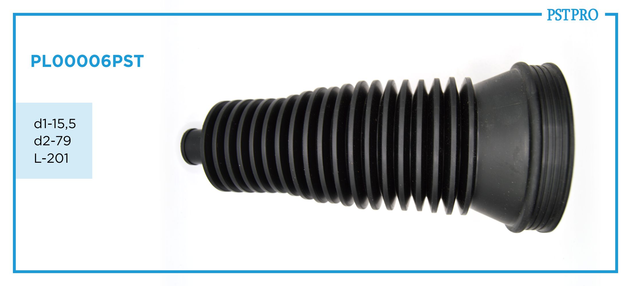 Пыльник рулевой рейки PL00006PST Audi A7 2018-, Audi RS7 2018-, Audi Q8 2018- d1-15,5 d2-79 L-201