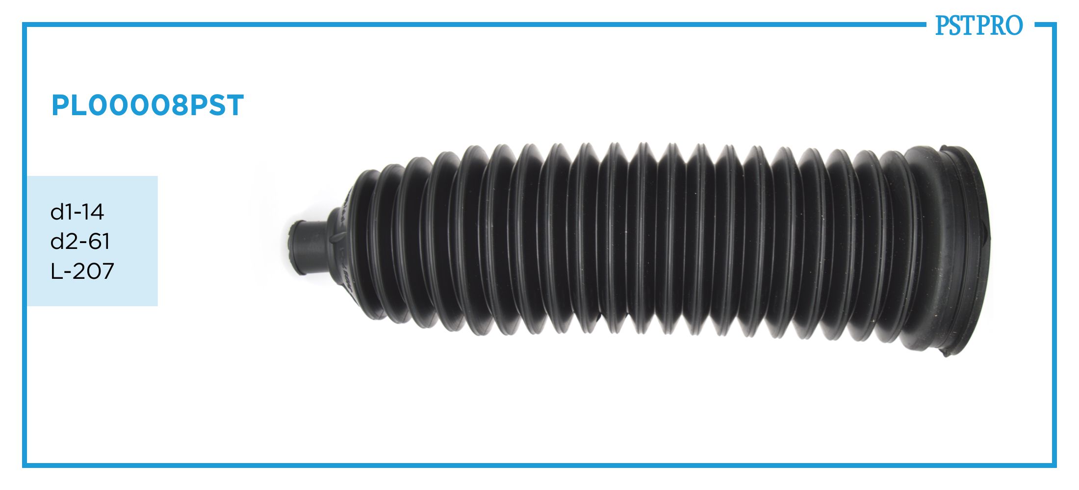 Пыльник рулевой рейки PL00008PST Mercedes C W203 2000-, Mercedes C CL203 2000- d1-14 d2-61 L-207