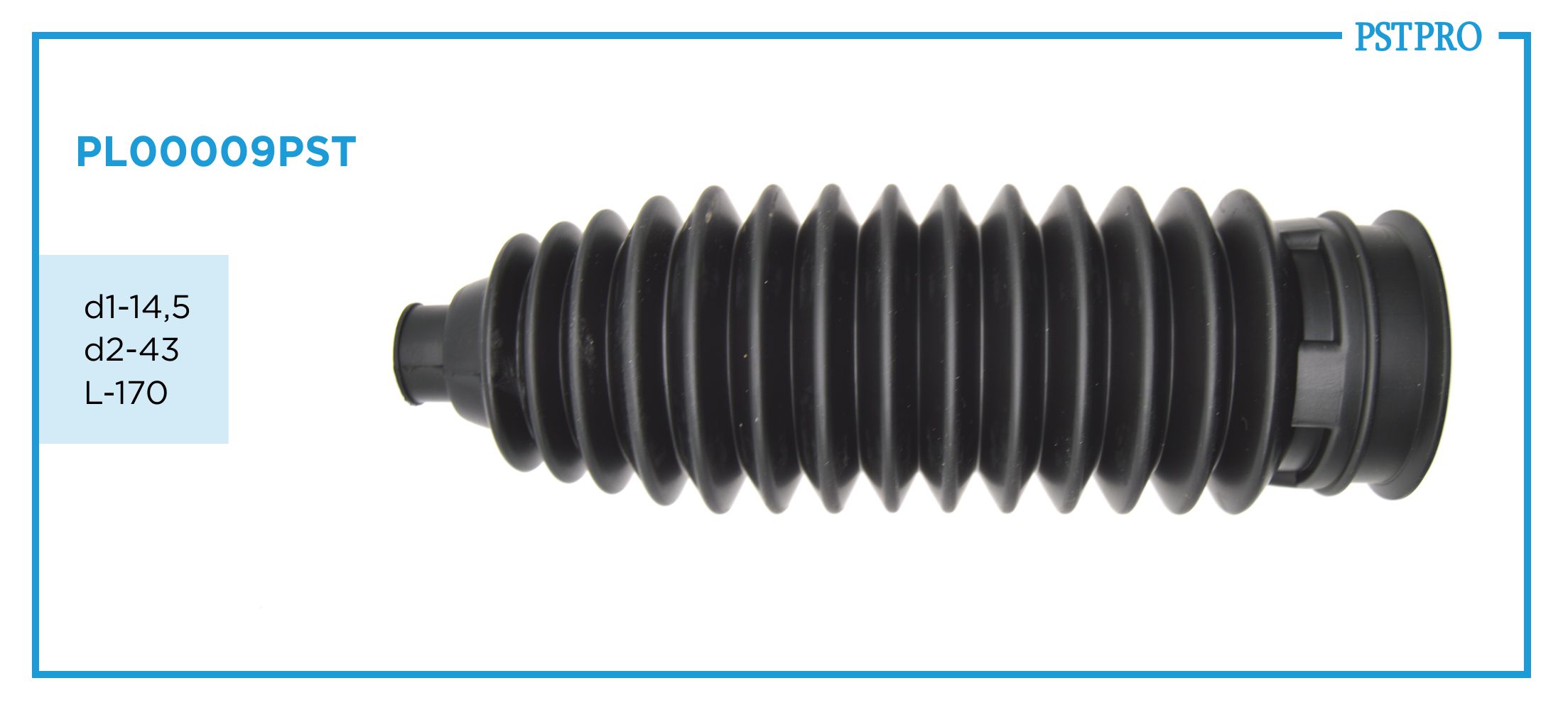 Пыльник рулевой рейки PL00009PST Subaru Forester 2004-, Subaru Forester 2002-2008d1-14,5 d2-43 L-170