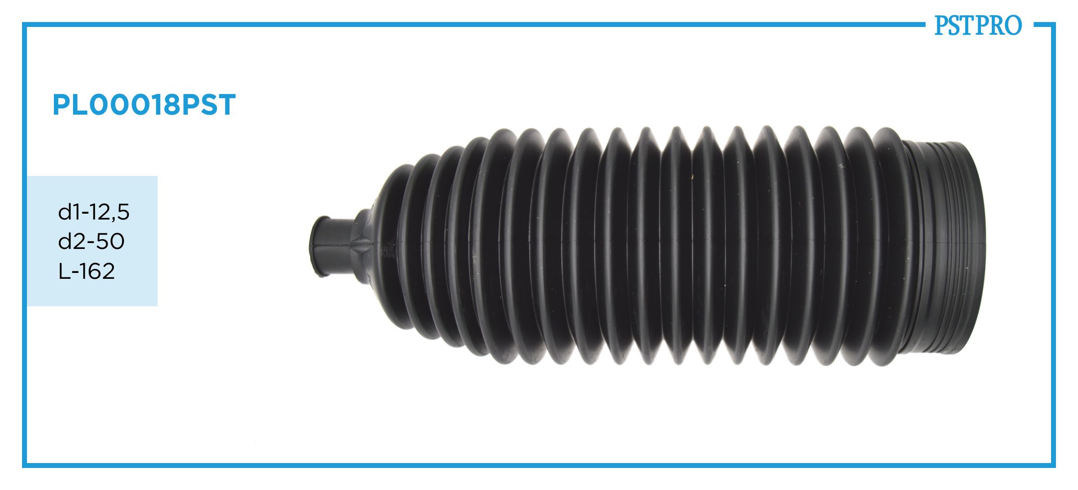 Пыльник рулевой рейки PL00018PST Honda Accord 2008-, Mazda 6 II 2007- d1-12,5 d2-50 L-162