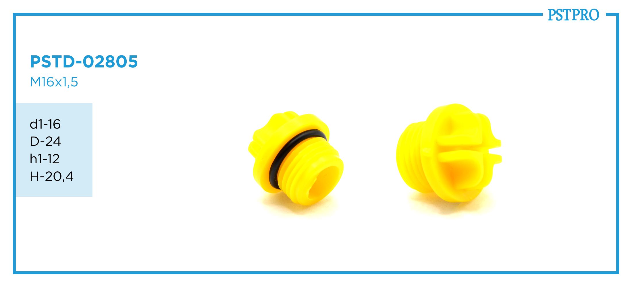 Заглушка резьбовая с кольцом PSTD-02805 d1-16 D-24 h1-12 H-20,4 M16x1,5