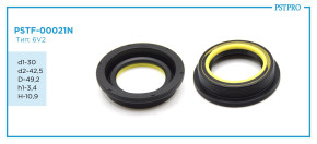 Сальник d1-30 d2-42,5 D-49,2 h1-3,4 H-10,9 Тип: 6V2