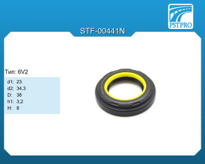 Сальник d1-23 d2-34,3 D-38 h1-3,2 H-8 Тип: 6V2